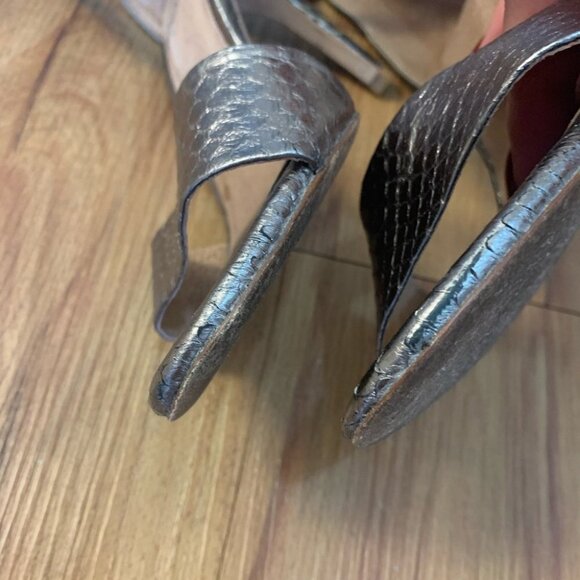 Joie Metallic Chrome Open Toe Heels Formal Shoes - Picture 5 of 8